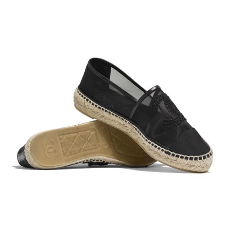 chanel espadrilles mesh & grosgrain beige & black|authentic Chanel espadrilles.